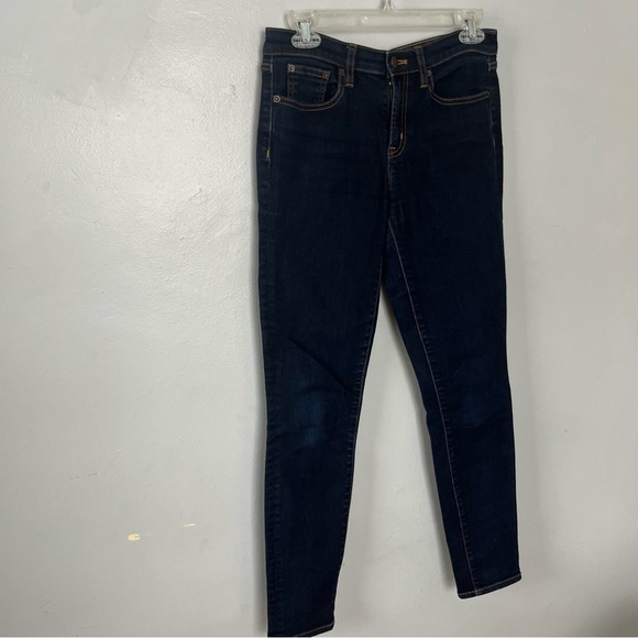 J. Crew Skinny Stretch 9” inseam High Waist Denim Darn Blue Jeans 27/30 - Picture 4 of 12